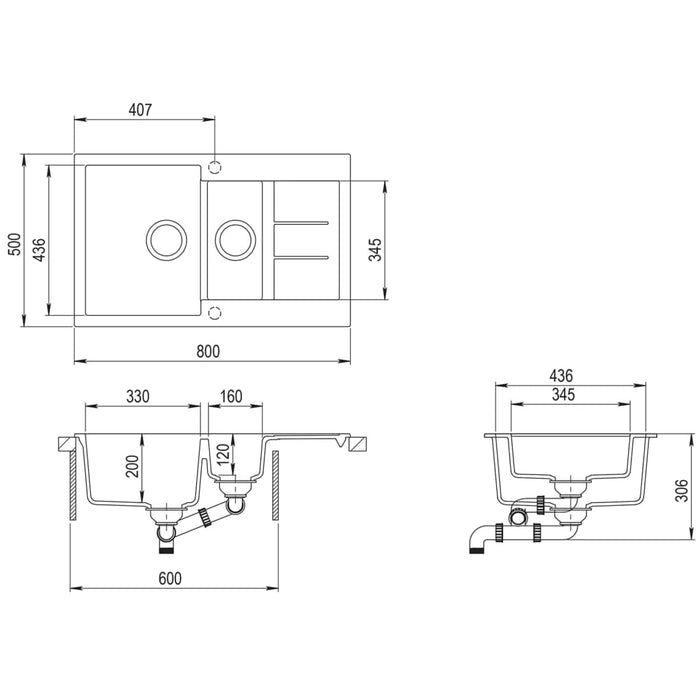 Lavello da Cucina in Granito Vasca Doppia Grigio  cod mxl 63488