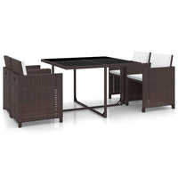 Set da Pranzo da Giardino 5 pz con Cuscini Polyrattan Marrone 43899