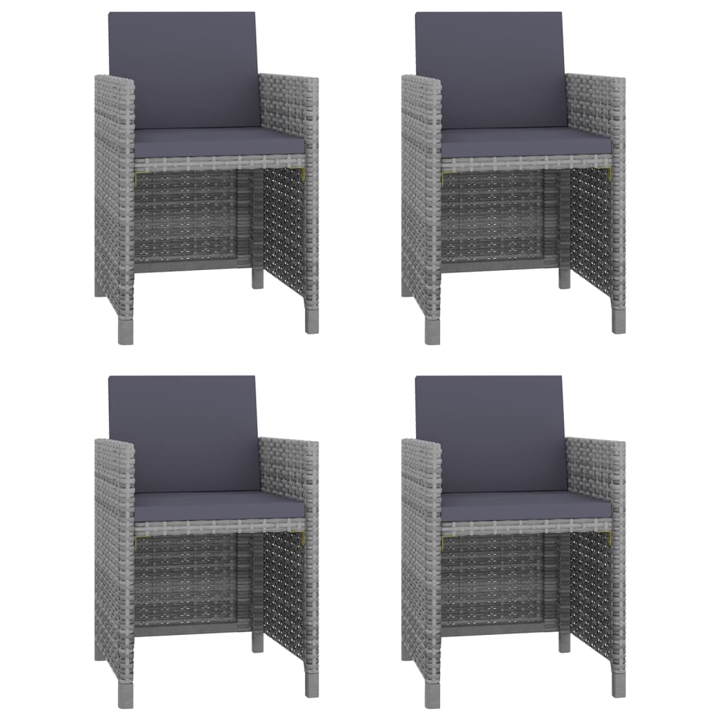 Set da Pranzo da Giardino 5 pz con Cuscini in Polyrattan Grigio 43901