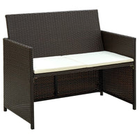 Divano da Giardino a 2 Posti con Cuscini Marrone in Polyrattan cod mxl 57734