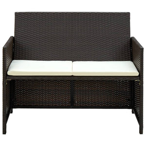 Divano da Giardino a 2 Posti con Cuscini Marrone in Polyrattan cod mxl 57734