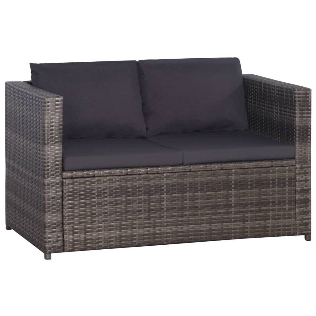 Set da Bistrot 3 pz con Cuscini in Polyrattan Grigio 43915