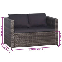 Set da Bistrot 3 pz con Cuscini in Polyrattan Grigio 43915