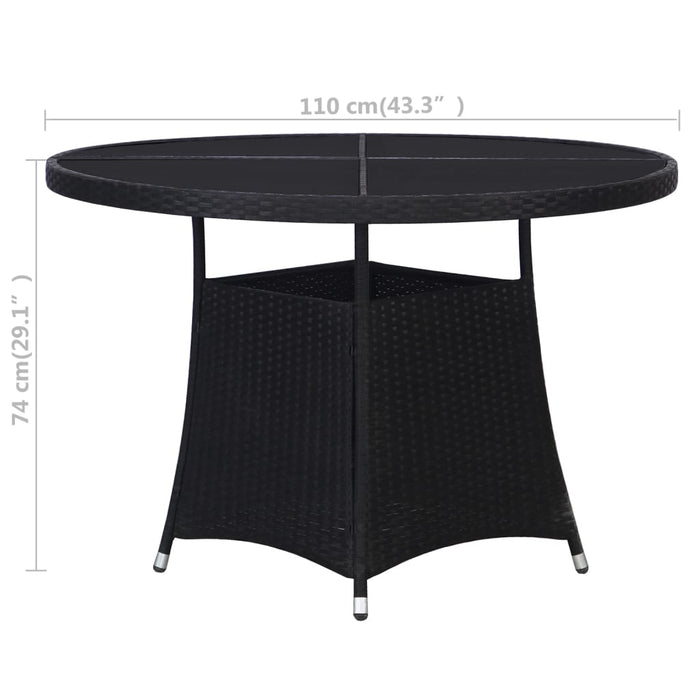 Tavolo da Giardino Nero 110x74 cm in Polyrattan 43921