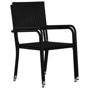 Sedie da Pranzo per Esterni 2 pz in Polyrattan Nero cod mxl 5704