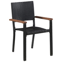 Set da Pranzo da Giardino 5 pz in Polyrattan e Acacia Nero cod mxl 34900