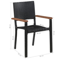 Set da Pranzo da Giardino 5 pz in Polyrattan e Acacia Nero cod mxl 34900