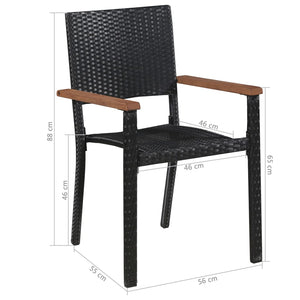 Set da Pranzo da Giardino 7 pz in Polyrattan e Acacia Nero cod mxl 34904