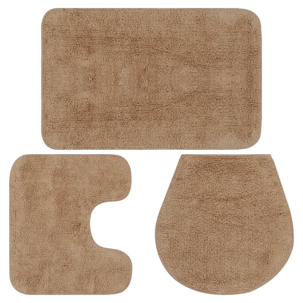 Set Tappetini per Bagno 3 pz in Tessuto Beige 133223