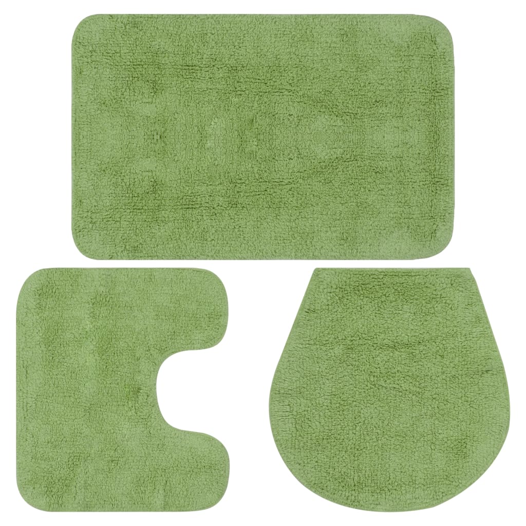 Set Tappetini per Bagno 3 pz in Tessuto Verde 133225