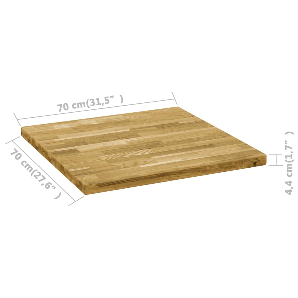 Piano del Tavolo Legno Massello di Rovere Quadrato 44mm 70x70cm 245998