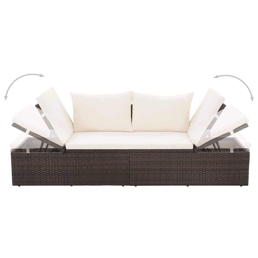 Lettino da Giardino Marrone 195x60 cm in Polyrattan 43954