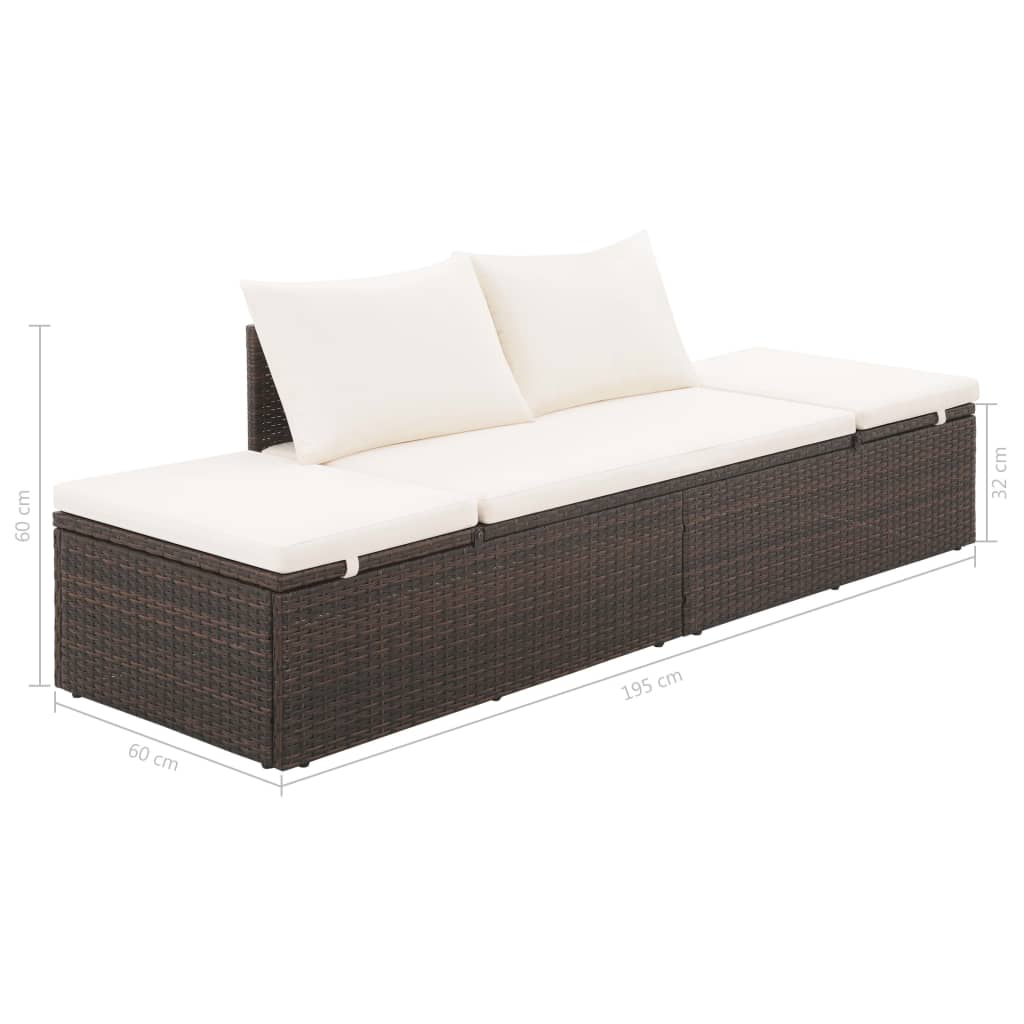 Lettino da Giardino Marrone 195x60 cm in Polyrattan 43954