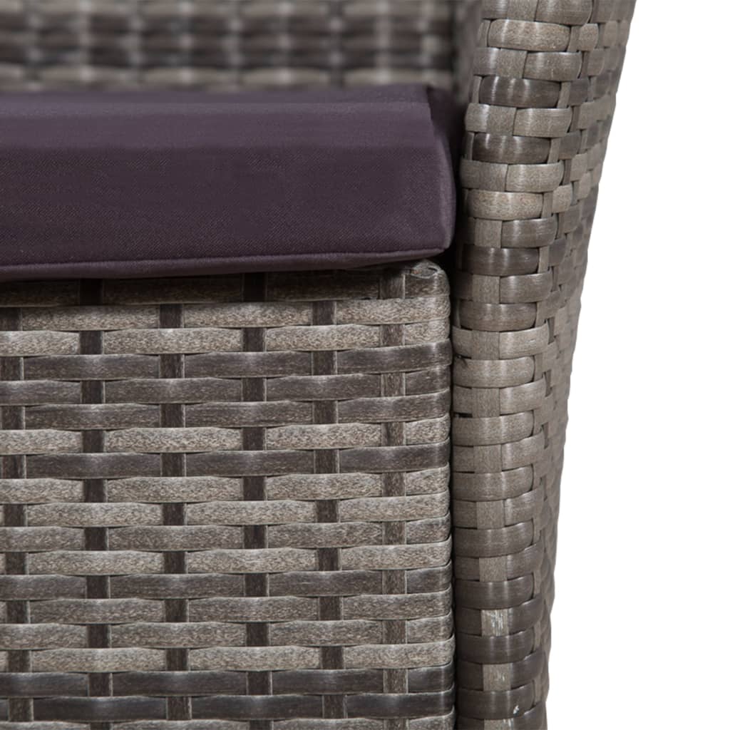 Set da Pranzo per Esterni 7 pz con Cuscini in Polyrattan Grigio