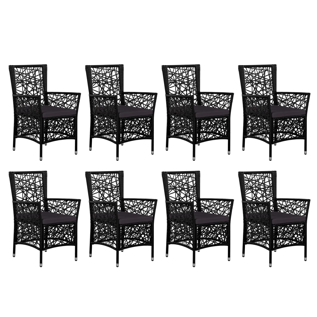 Set da Pranzo da Giardino 9 pz in Polyrattan Nero