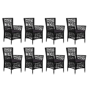 Set da Pranzo da Giardino 9 pz in Polyrattan Nero