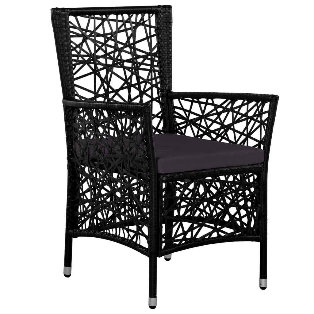 Set da Pranzo da Giardino 9 pz in Polyrattan Nero