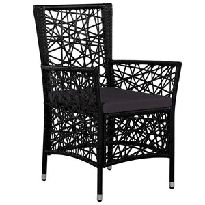 Set da Pranzo da Giardino 9 pz in Polyrattan Nero