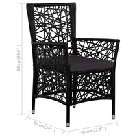 Set da Pranzo da Giardino 9 pz in Polyrattan Nero