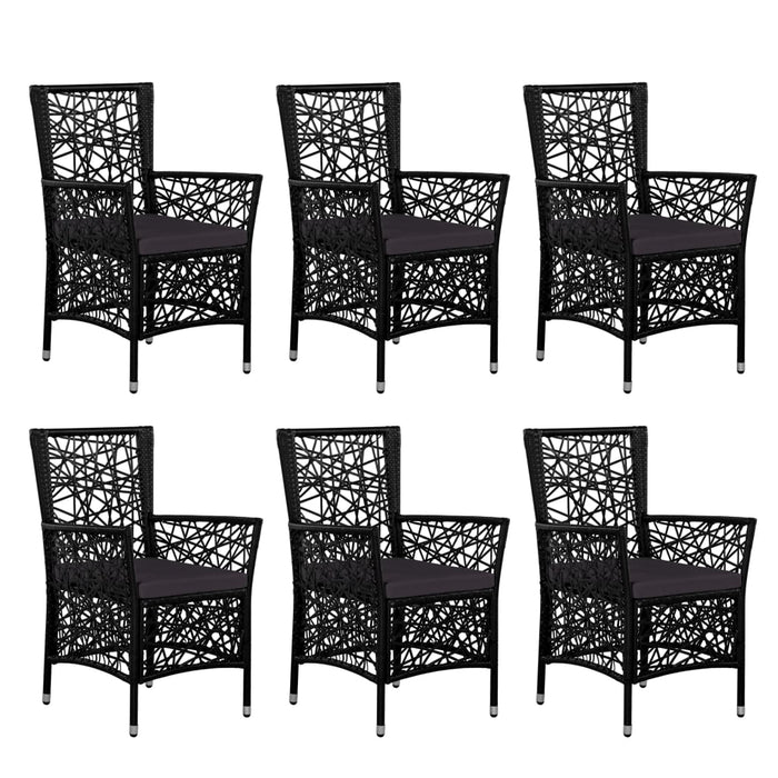 Set da Pranzo da Giardino 7 pz in Polyrattan Nero cod mxl 55725