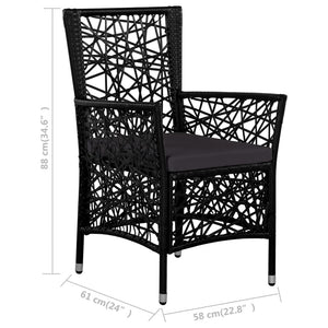 Set da Pranzo da Giardino 7 pz in Polyrattan Nero cod mxl 55725