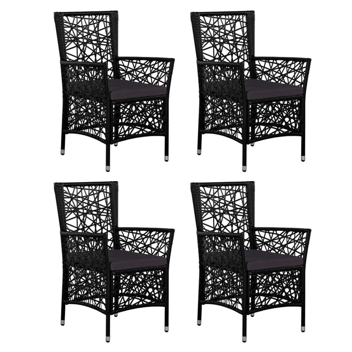 Set da Pranzo da Giardino 5 pz in Polyrattan Nero cod mxl 55654