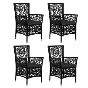 Set da Pranzo da Giardino 5 pz in Polyrattan Nero 44088