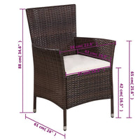 Sedia da Esterno con Sgabello e Cuscini in Polyrattan Marrone cod mxl 7546