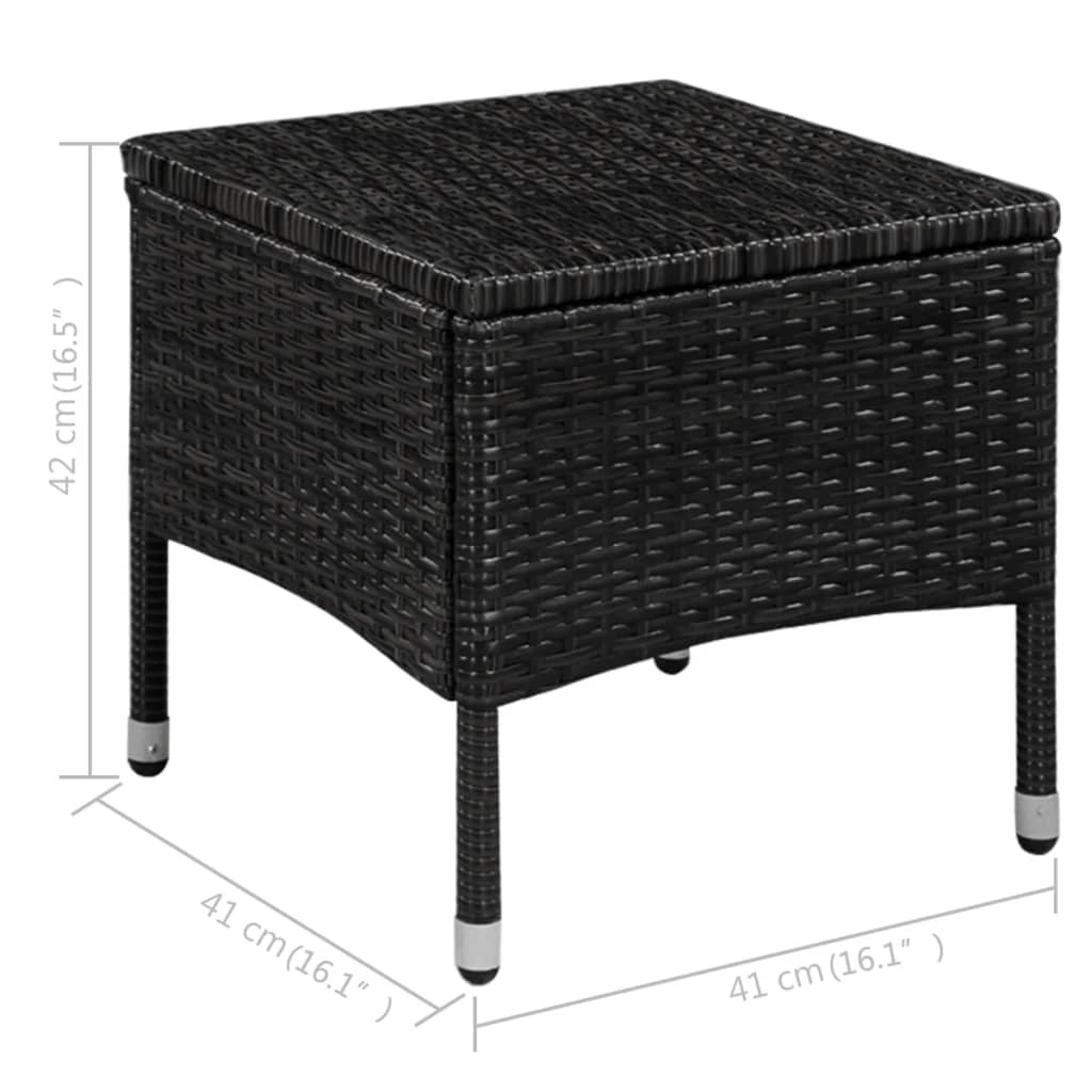 Sedia da Esterno con Sgabello e Cuscini in Polyrattan Nero 44091