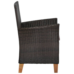 Sedie da Esterno con Cuscini 2 pz in Polyrattan Marrone