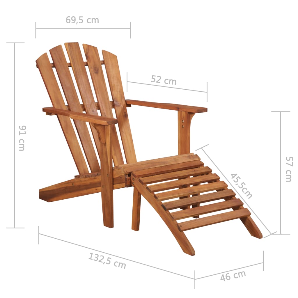 Sedia da Giardino Adirondack con Poggiapiedi Massello di Acacia  cod mxl 61462