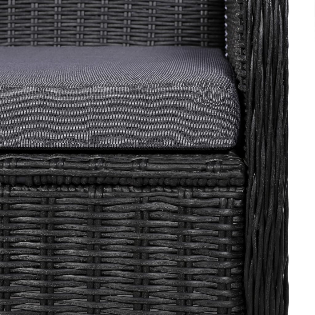 Sedie da Esterno con Cuscini 2 pz Polyrattan Nero