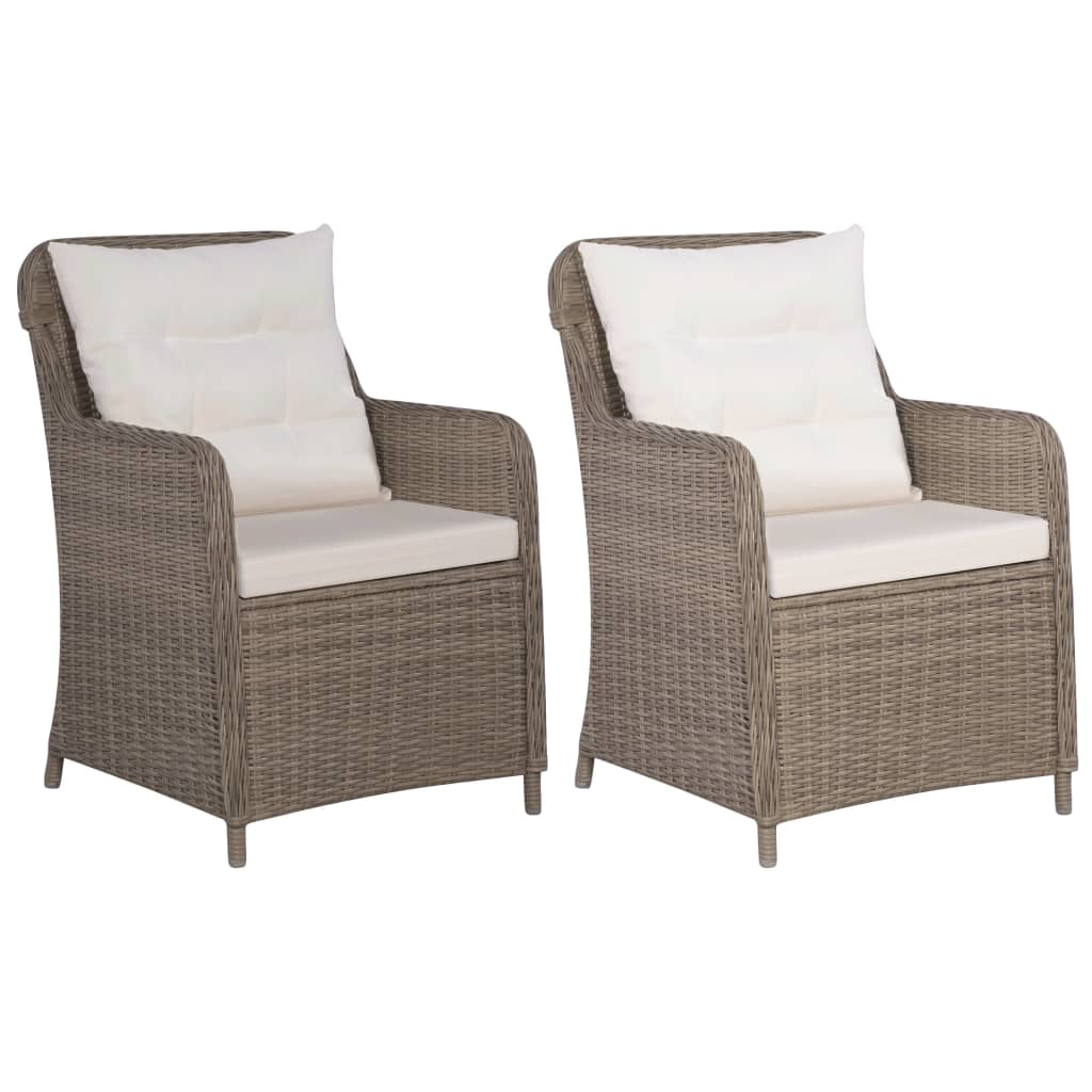 Sedie da Esterno con Cuscini 2 pz in Polyrattan Marrone cod mxl 13941