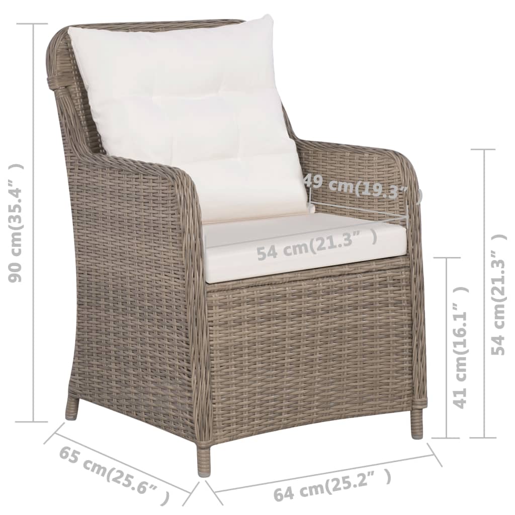 Sedie da Esterno con Cuscini 2 pz in Polyrattan Marrone cod mxl 13941