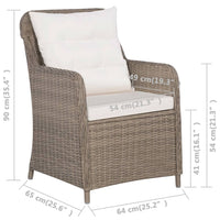 Sedie da Esterno con Cuscini 2 pz in Polyrattan Marrone 44148