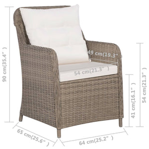 Sedie da Esterno con Cuscini 2 pz in Polyrattan Marrone 44148