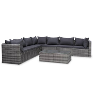 Set Divani da Giardino 8 pz con Cuscini in Polyrattan Grigio cod mxl 37981