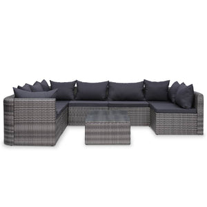 Set Divani da Giardino 8 pz con Cuscini in Polyrattan Grigio cod mxl 37981