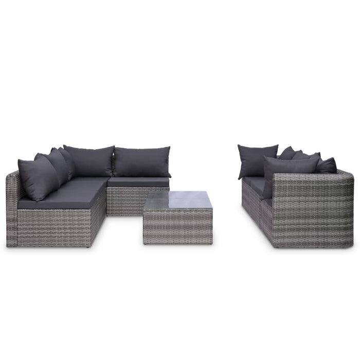 Set Divani da Giardino 8 pz con Cuscini in Polyrattan Grigio cod mxl 37981