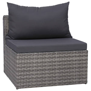 Set Divani da Giardino 8 pz con Cuscini in Polyrattan Grigio 44157