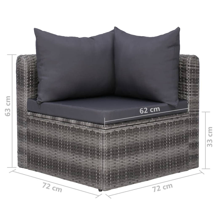 Set Divani da Giardino 8 pz con Cuscini in Polyrattan Grigio cod mxl 37981