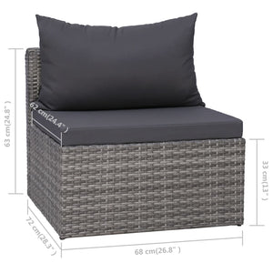 Set Divani da Giardino 8 pz con Cuscini in Polyrattan Grigio cod mxl 37981