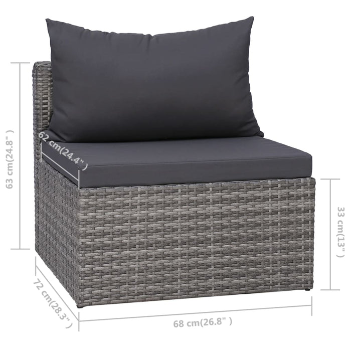 Set Divani da Giardino 8 pz con Cuscini in Polyrattan Grigio cod mxl 37981