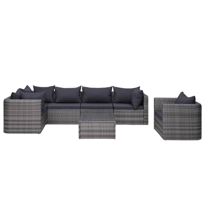 Set Divani da Giardino 7 pz con Cuscini in Polyrattan Grigio cod mxl 40740