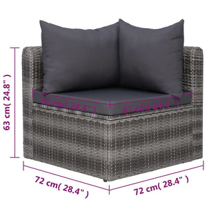 Set Divani da Giardino 7 pz con Cuscini in Polyrattan Grigio 44158