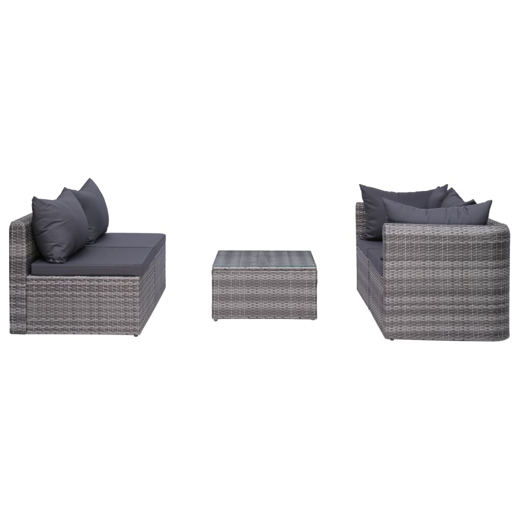 Set Divani da Giardino 5 pz con Cuscini in Polyrattan Grigio cod mxl 40862