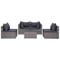 Set Divani da Giardino 5 pz con Cuscini in Polyrattan Grigio cod mxl 40862