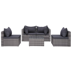 Set Divani da Giardino 5 pz con Cuscini in Polyrattan Grigio cod mxl 40862