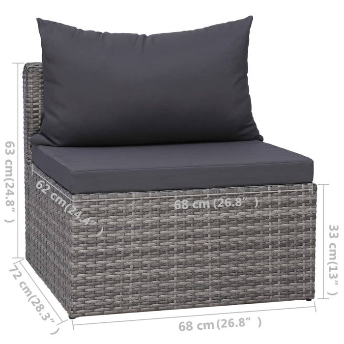 Set Divani da Giardino 5 pz con Cuscini in Polyrattan Grigio cod mxl 40862