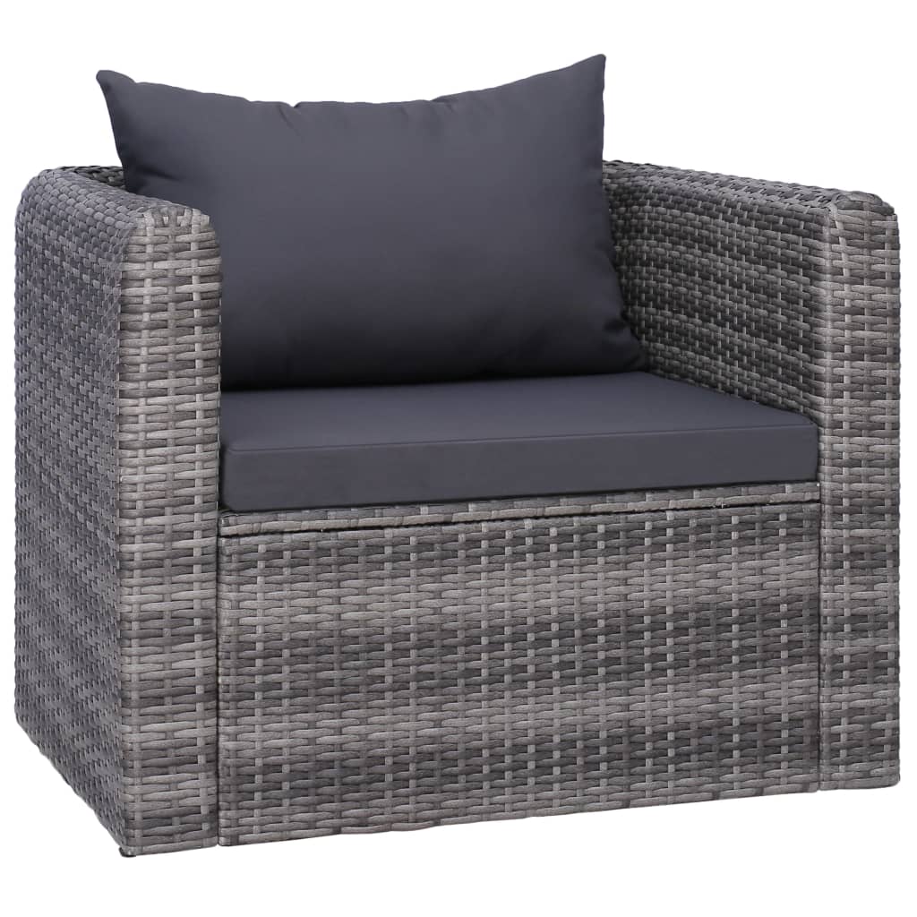 Sedia da Giardino con Cuscini in Polyrattan Grigio 44161